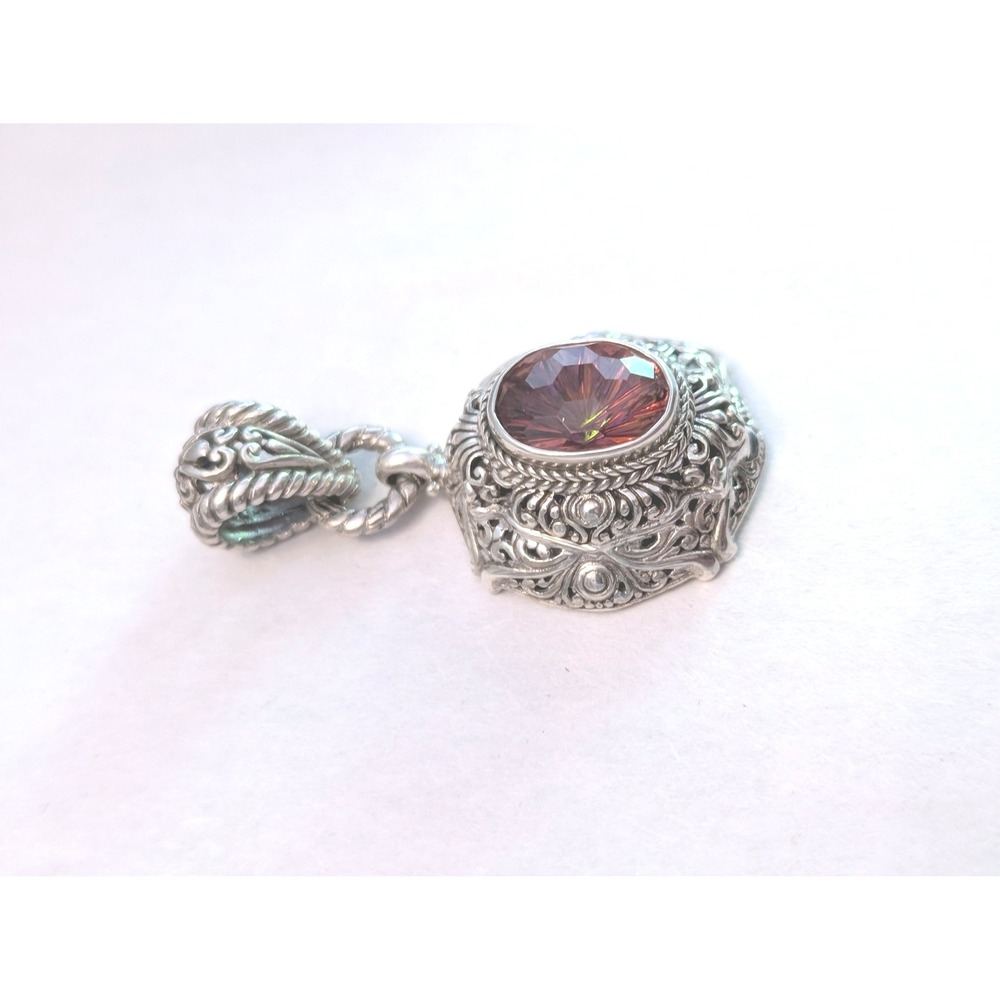 Sarda Sterling Silver 925 Filigree Hayward's Muse Mystic Topaz Pendant - Picture 3 of 6